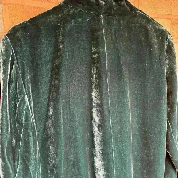Eileen Fisher angled front long sleeve open front rayon silk blend velvet jacket - Picture 8 of 10